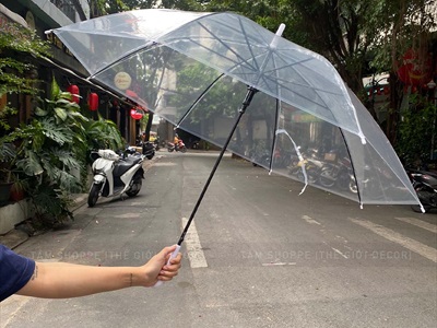 Dù trong suốt thời trang cán dài nhựa dẻo [3 màu] R93cm PHUKIEN-01